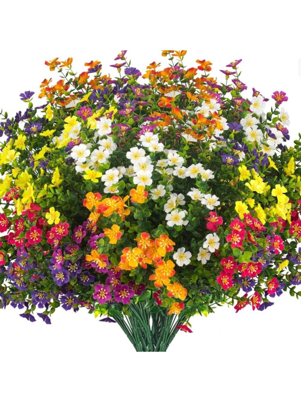 12 Pack UV Resistant Outdoor Artificial Flowers - Realistic Fake Plants for